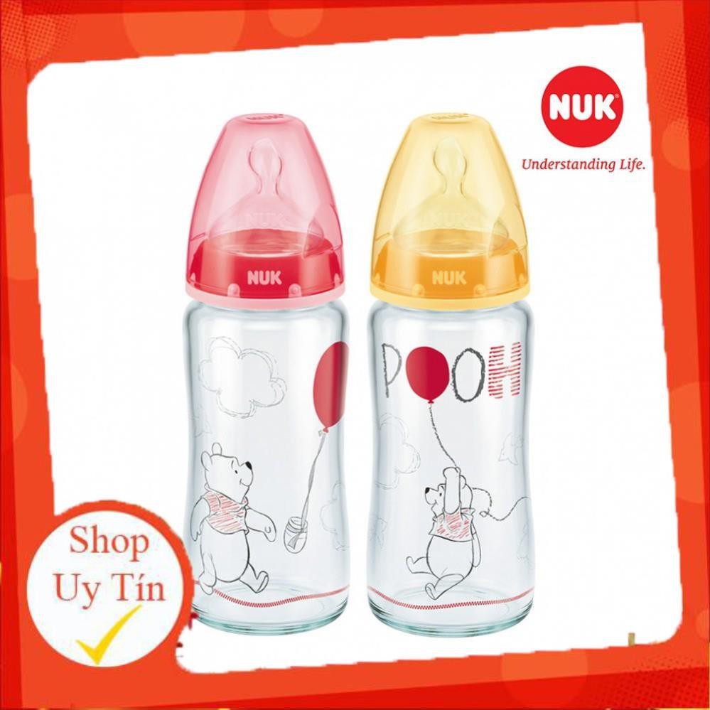 [Chính hãng có tem phân phối] Bình Sữa NUK Premium Choice+ Thủy Tinh 120ml, 240ml Núm Ti S1 - M