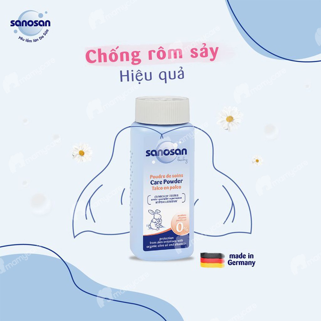 Phấn rôm Sanosan chiết xuất từ Bơ và Olive hữu cơ cho bé 100gr - MAMYCARE