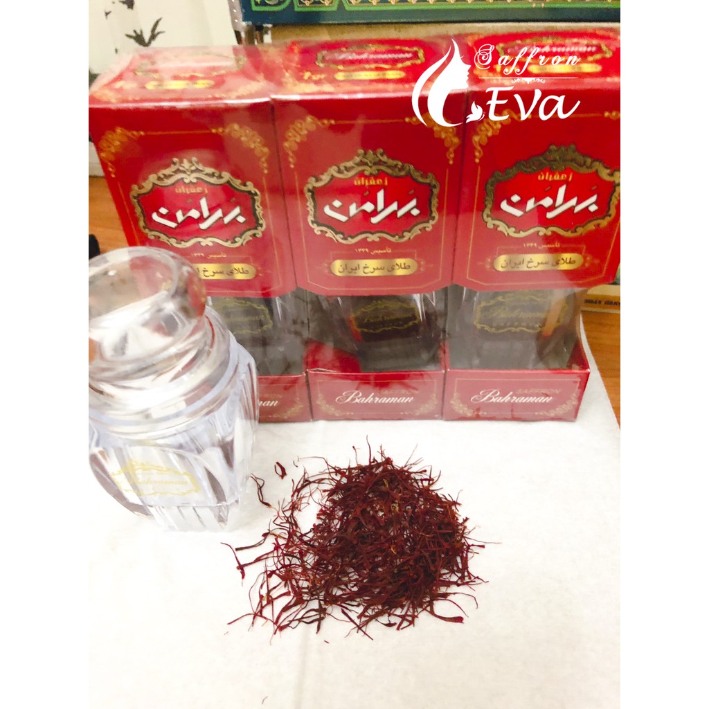 12 hộp 1gr Saffron Negin Iran Chính Hãng Thương Hiệu Bahraman (Hộp Dài)/Nhụy Hoa Nghệ Tây Iran Loại Negin