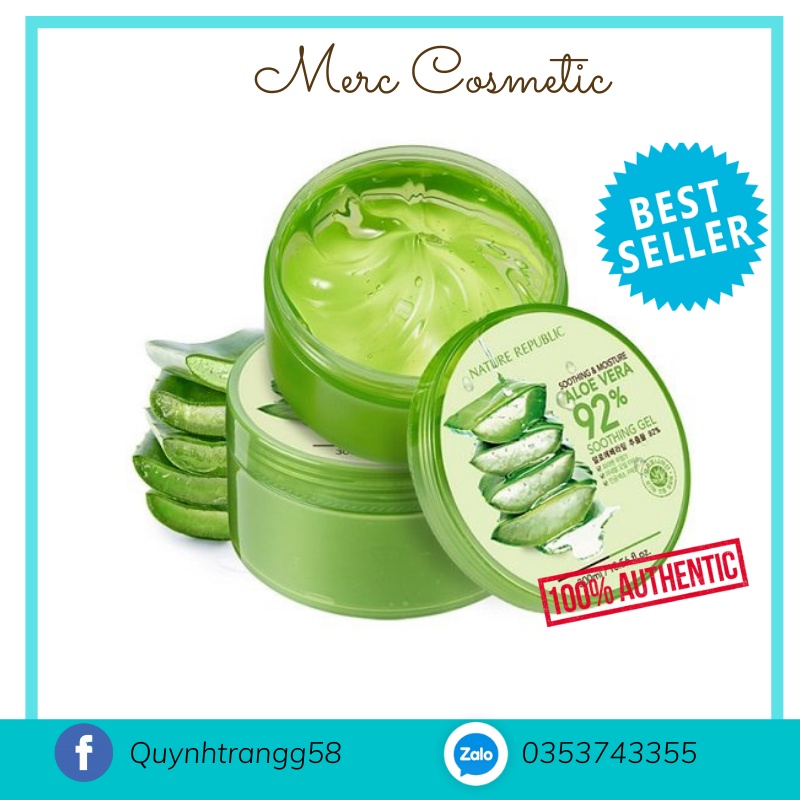 Gel lô hội Nature Republic Aloe Vera 92% Soothing Gel ⚡️𝑪𝒉𝒖𝒂̂̉𝒏 𝑪𝒉𝒊́𝒏𝒉 𝑯𝒂̃𝒏𝒈 ⚡️
