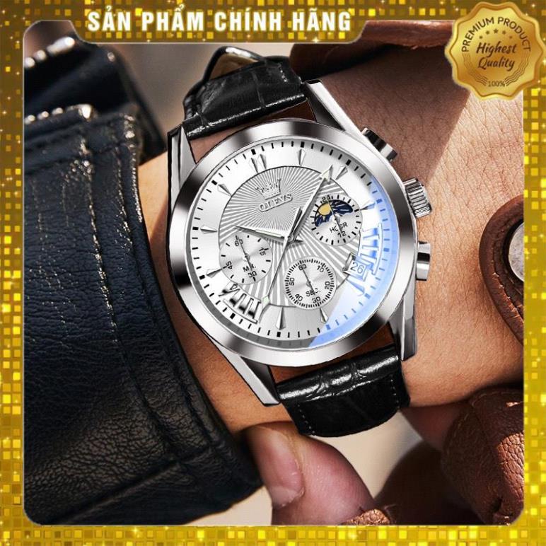 Đồng hồ nam chính hãng OLEVS 2876 dây da bò chống vô nước sâu hiệu ứng phát sáng