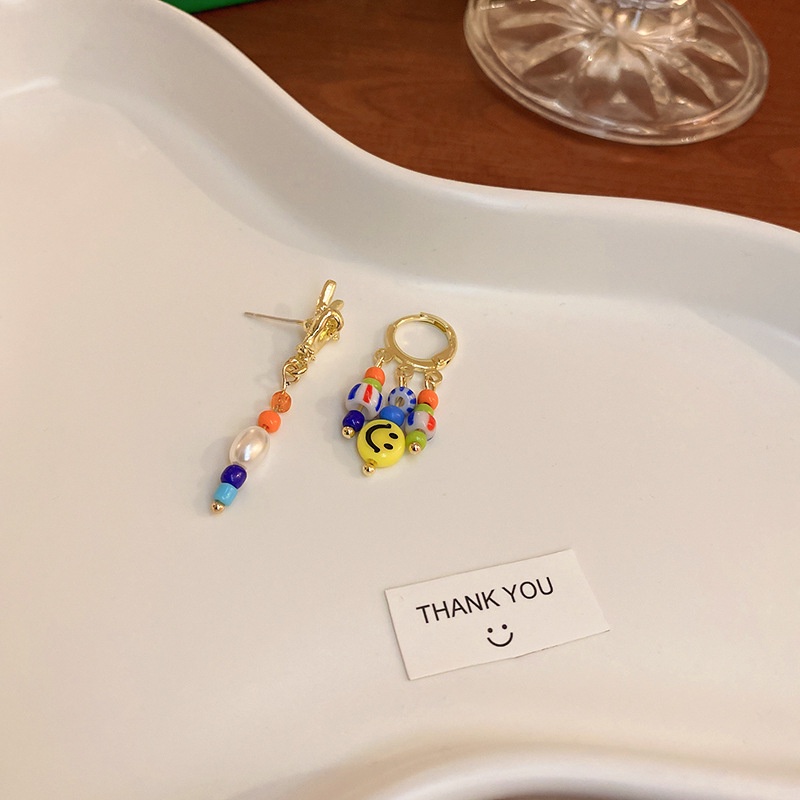 Bông tai hình mặt cười đáng yêu phong cách bất đối xứng cho nữ