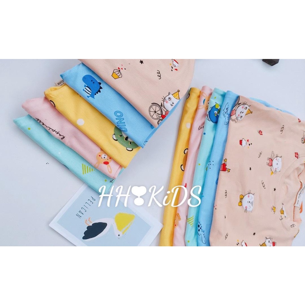 Bộ dài tay vải thun lạnh điều hòa in họa tiết cho bé trai/ bé gái (7-17kg)