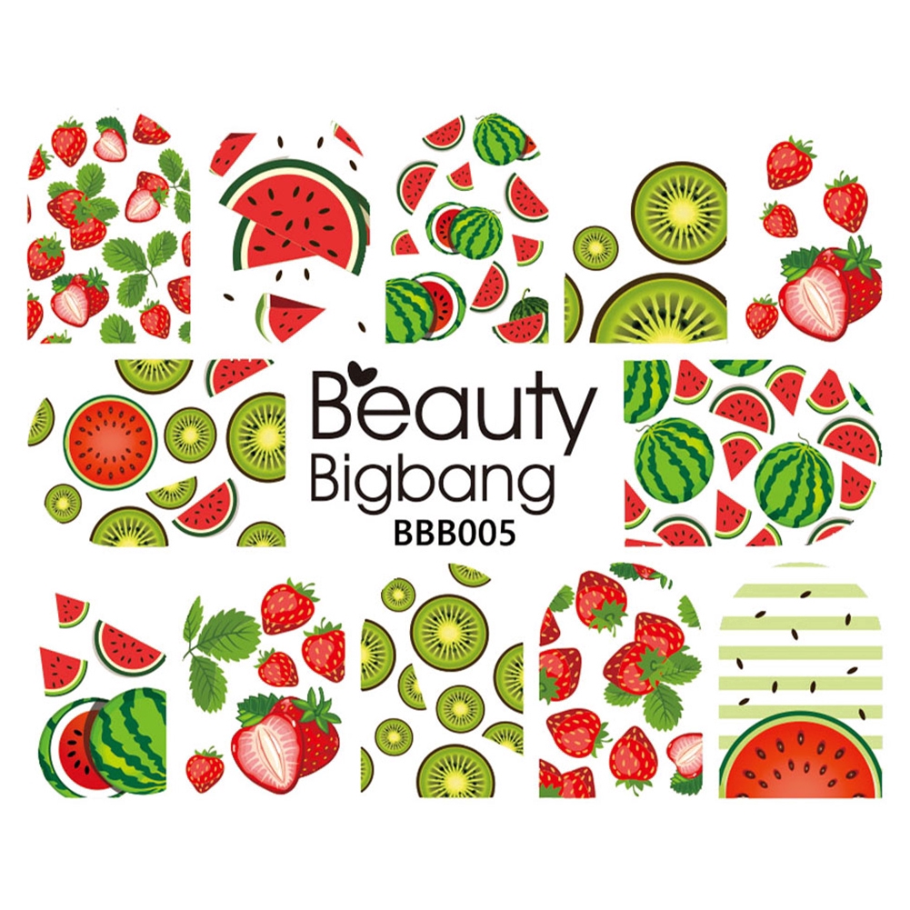 (Hàng Mới Về) Miếng Dán Trang Trí Móng Tay Họa Tiết Trái Cây Xinh Xắn Beautybigbang