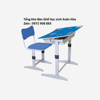 Bàn học sinh Xuân Hòa màu xanh điều chỉnh độ cao ,độ nghiêng BHS14-07