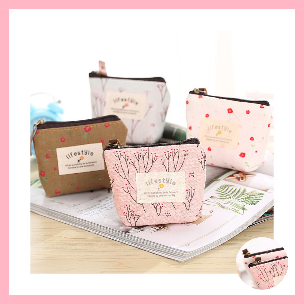Ví Nữ Mini Vải Canvas Kích Thước 9x9cm Đựng Tiền Lẻ - Bóp Mini Đựng Vé Xe | BigBuy360 - bigbuy360.vn