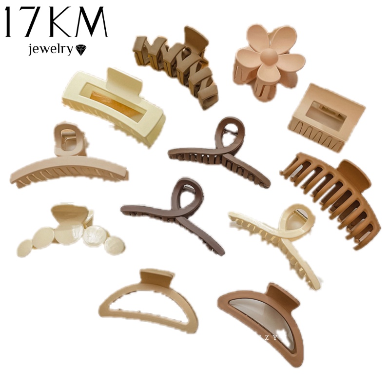 Kẹp tóc càng cua 17KM acrylic thiết kế dáng vuông chữ M nhiều mẫu tùy chọn