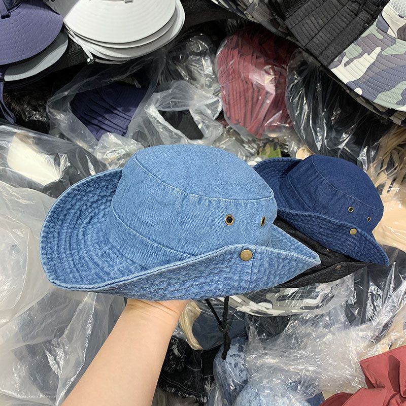 MŨ CAO BỒI DENIM TRƠN HÀNG ĐẸP CÓ DÂY RÚT PHÍA SAU