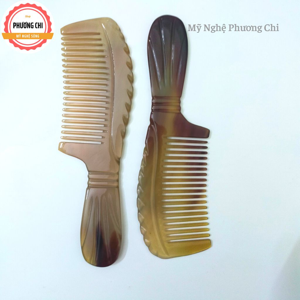 Lược sừng khía màu trắng nưa đẹp dài 16cm, lược chải tóc gỡ rối massage đầu