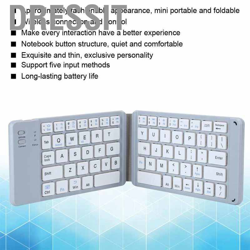 Dressit Foldable Bluetooth3.0 Keyboard  Folding Portable Ultra Thin Wireless Rechargeable for IOS / Android Windows Phone Laptop Computer