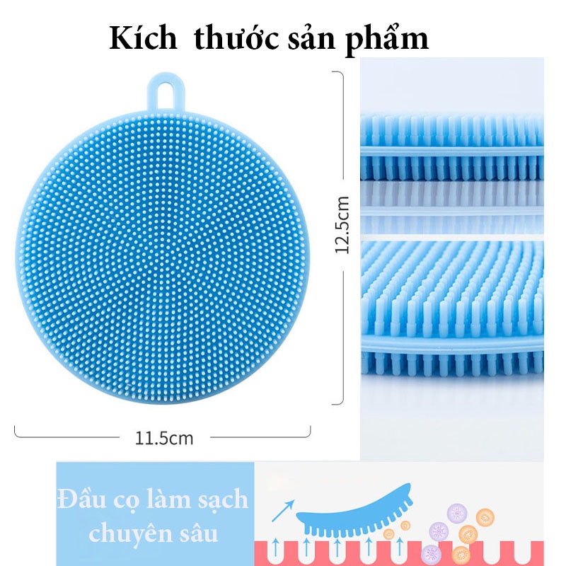 Miếng Rửa Chén Silicon Đa Năng Tiện Dụng - Miếng Rửa Bát, Củ Quả, Cọ Nồi - Có Móc Treo - MRB01 - Gia Dụng Tý Tẹo