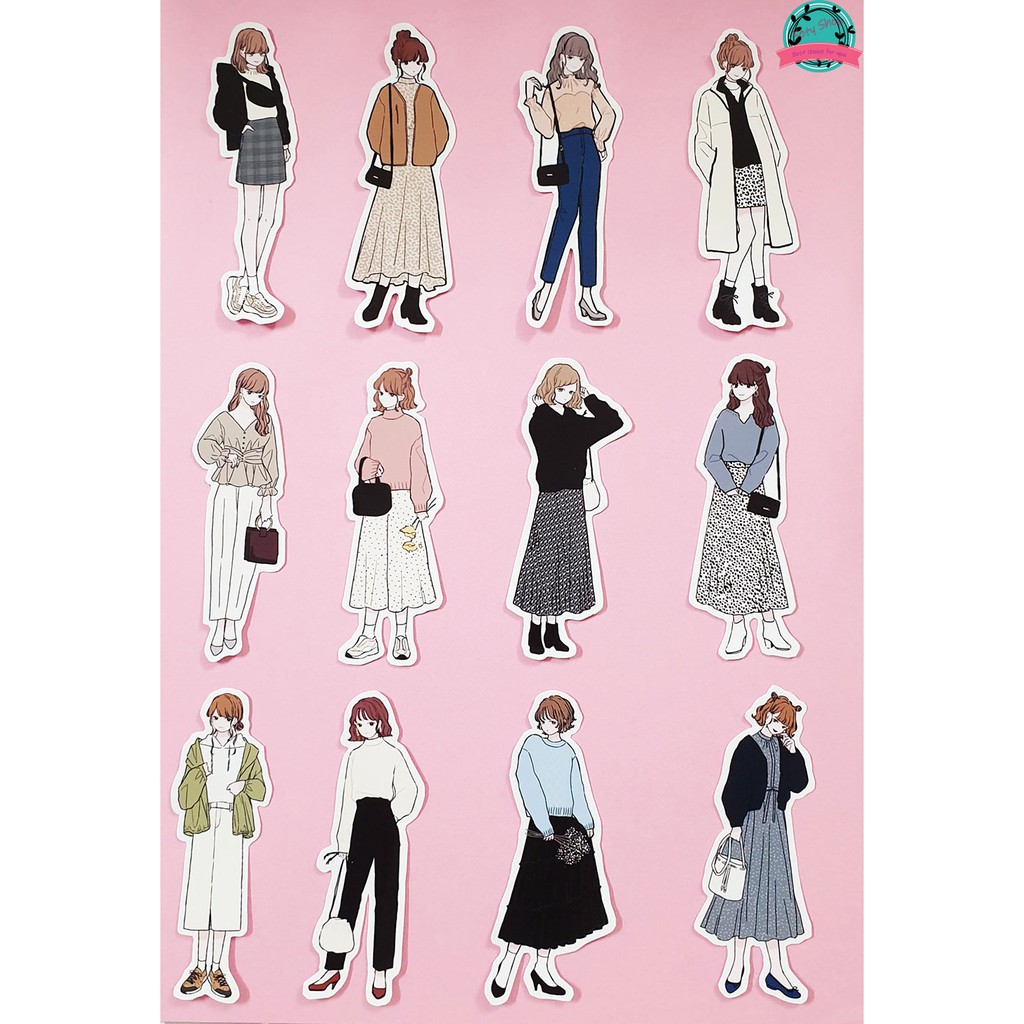 [ẢNH THẬT] Set 37 sticker Ulzzang girl - Những cô gái với phong cách thời trang Hàn Quốc