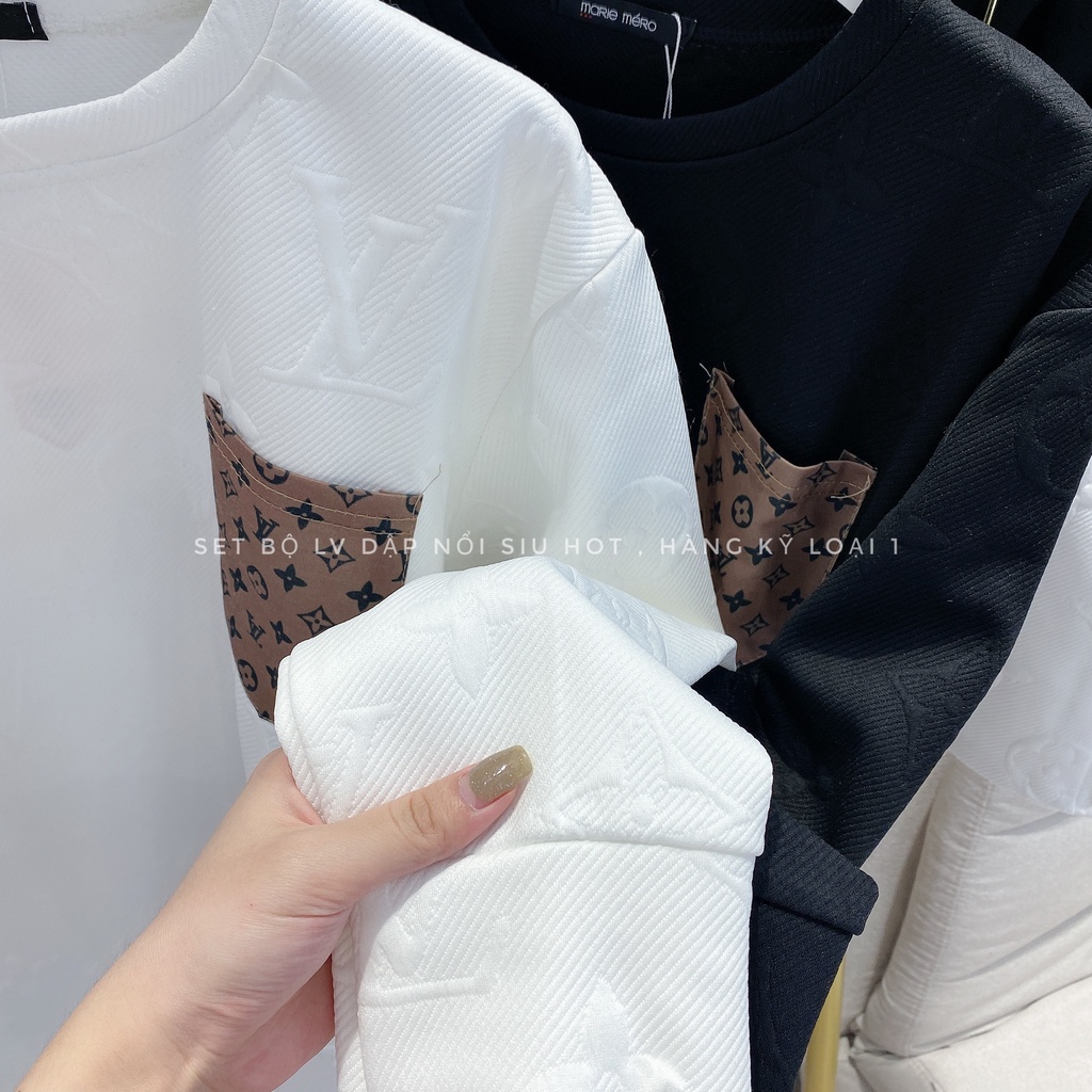 Bộ đùi nắp túi họa tiết dài tay mix quần short đùi cá tính HN128