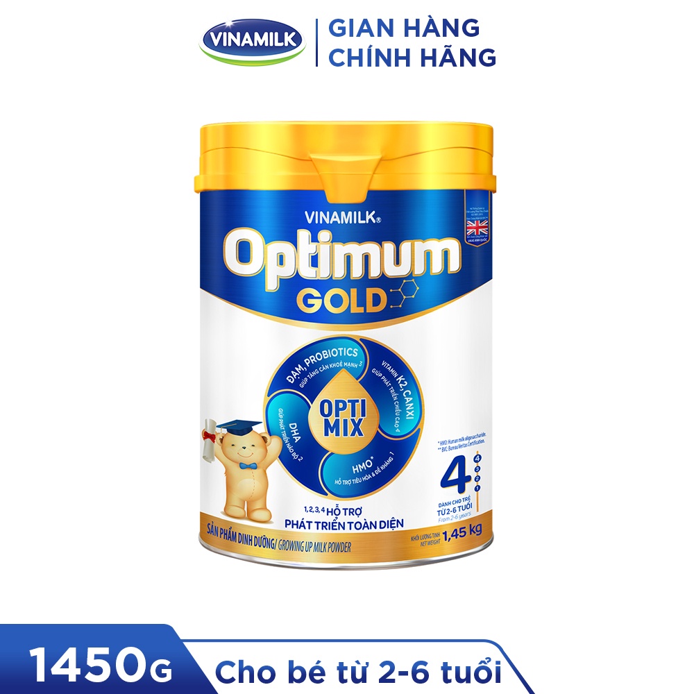 Sữa bột Optimum Gold 4 hộp thiếc 1450g