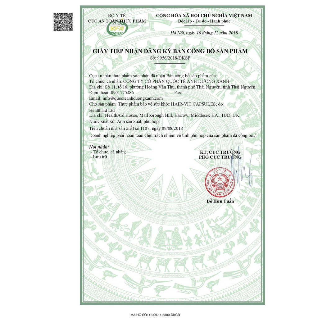 THỰC PHẨM CHỨC NĂNG NGĂN RỤNG TÓC VÀ KÍCH THÍCH MỌC TÓC HEALTHAID HAIR-VIT®