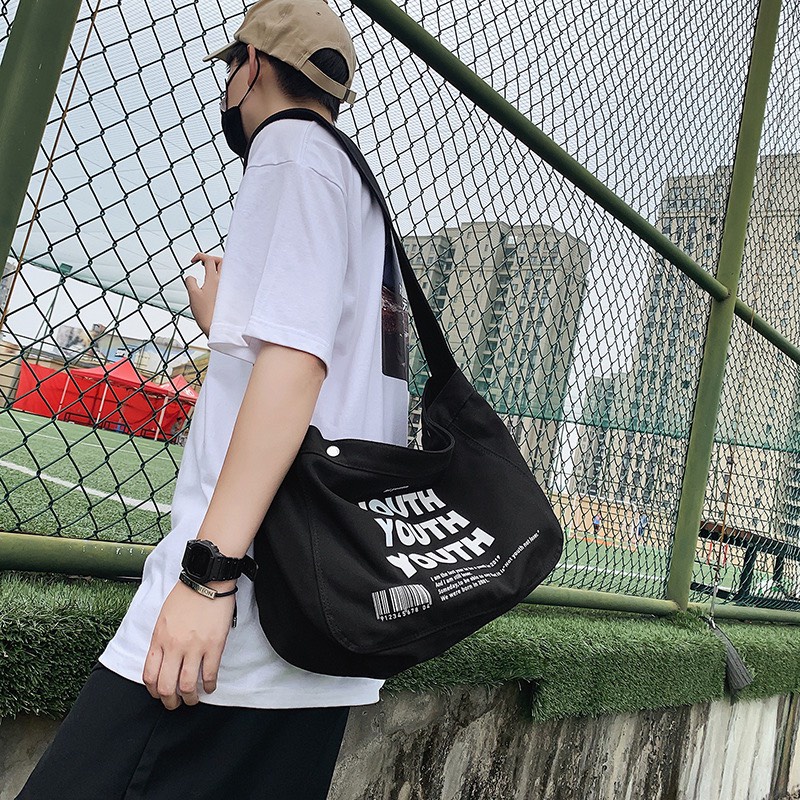 Túi đeo chéo canvas Youth ulzzang cỡ lớn thời trang Hàn Quốc học sinh sinh viên đi học đi chơi unisex