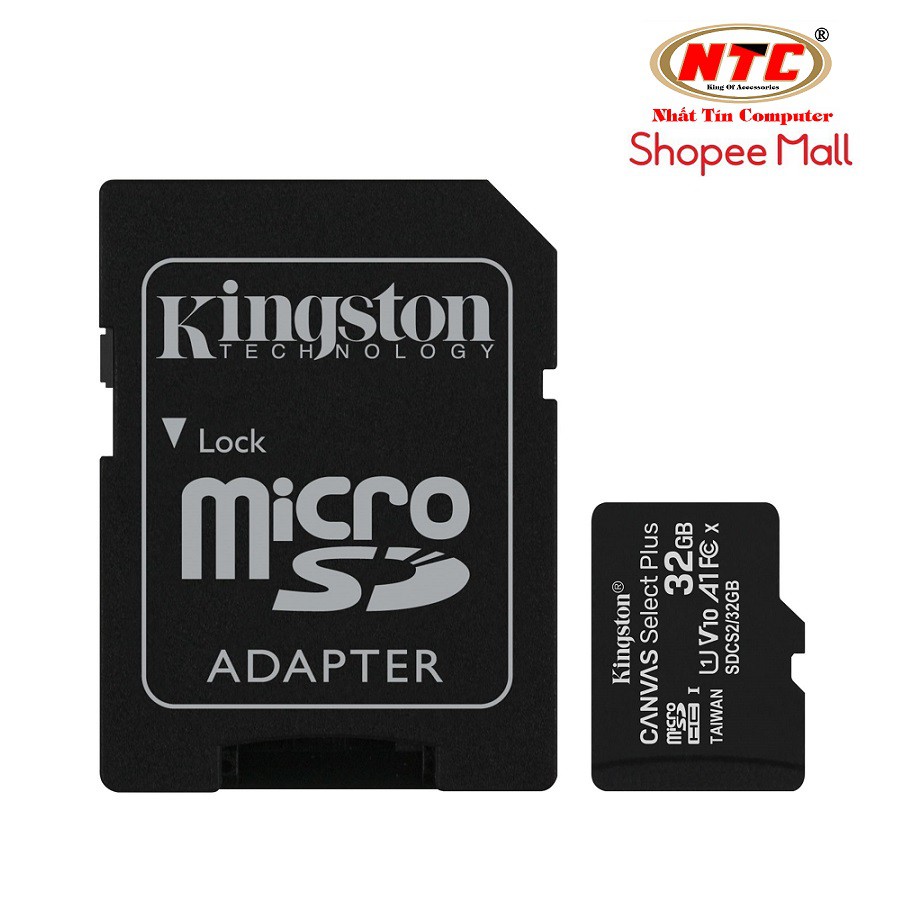 Thẻ nhớ microSDHC Kingston Canvas Select Plus 32GB U1 V10 A1 100MB/s (Đen) - Kèm adapter