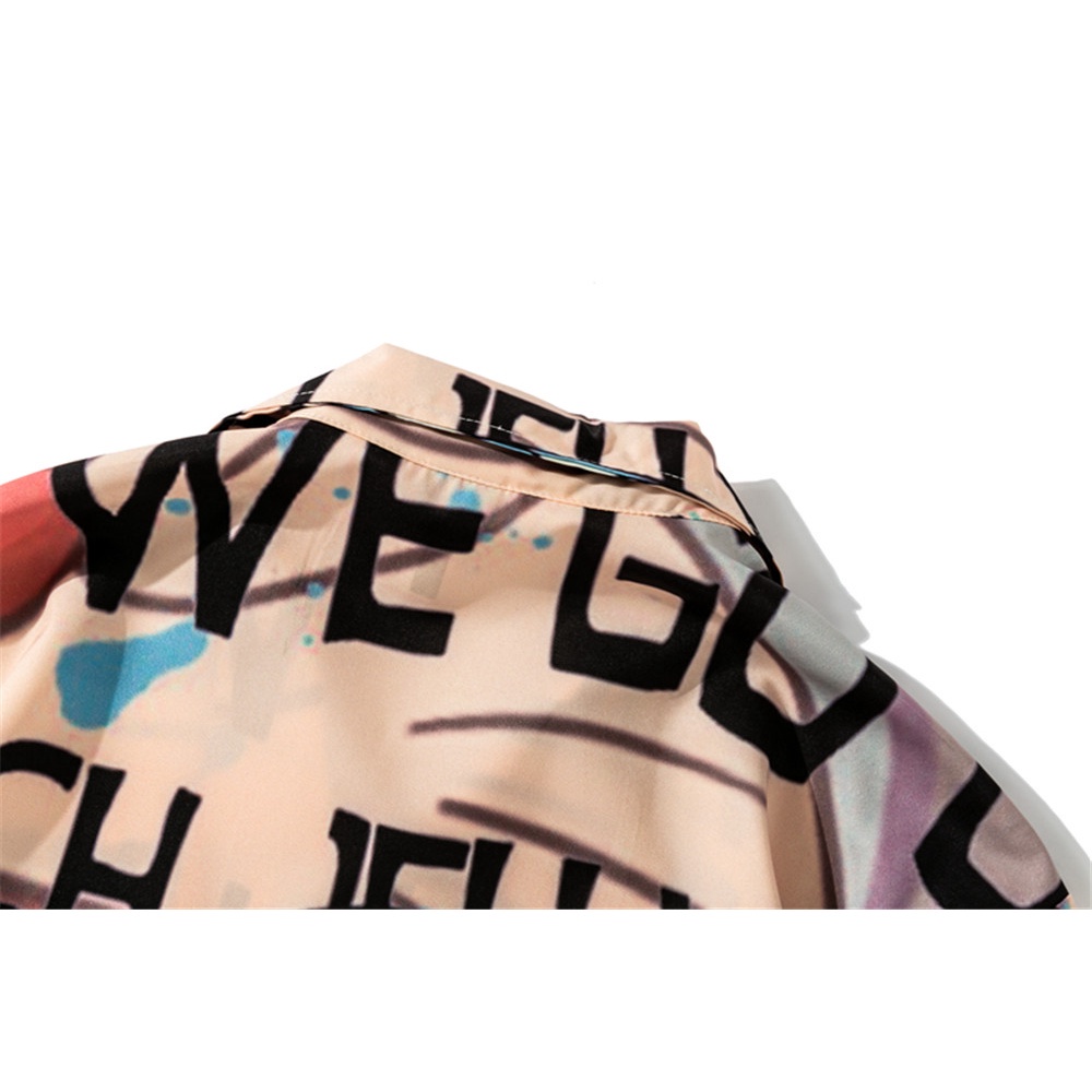 Áo sơ mi ngắn tay dáng rộng in hình hoạt hình thời trang dành cho nam 2022