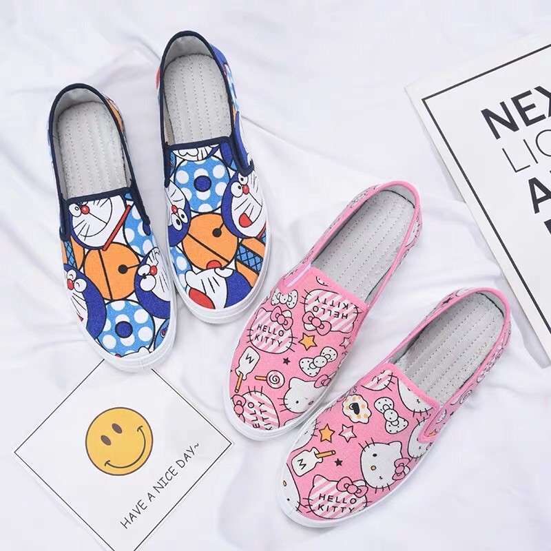 Giày slipon doraemon, doremon, kitty