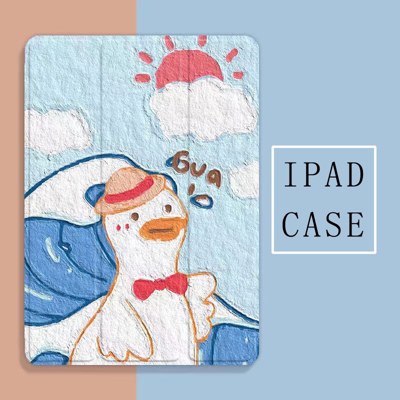 Ốp Máy Tính Bảng Có Ngăn Đựng Bút Cho Apple ipad air 4 10.9 inch Air1 / 2 / 3 9.7in 10.5 2017 / 2018 / 2019 / 2020 / 2021 pro 11in 8th / 9th / 7th 10 Ốp Điện Thoại Da Họa Tiết Vịt Con Xinh Xắn Dành Cho Mini4 / 5 / 6