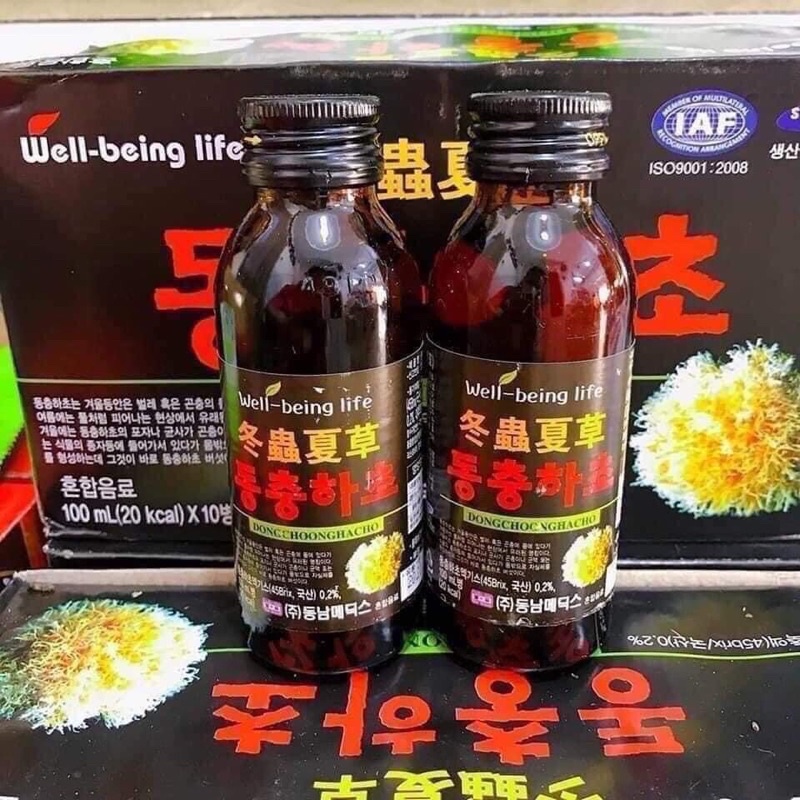 Nước Đông Trùng Hạ Thảo Hàn Quốc, Hộp 10 Chai x 100ml
