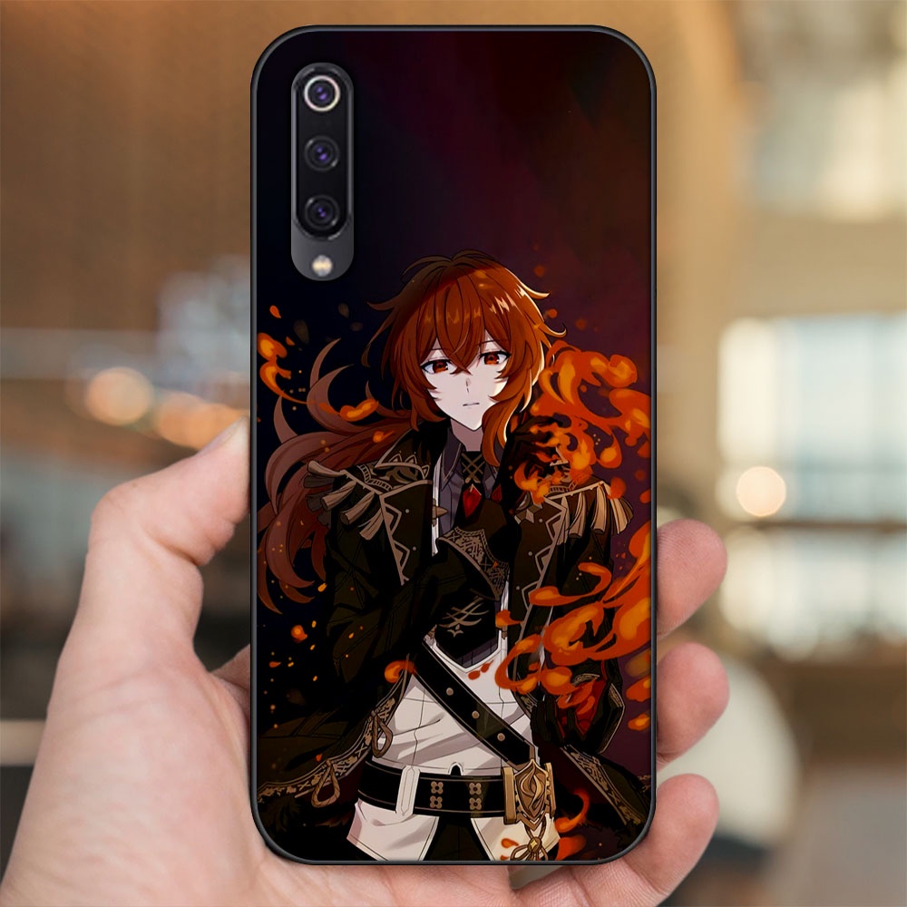 Ốp lưng Xiaomi Mi 9, Mi 9 SE viền đen in hình Diluc Genshin Impact
