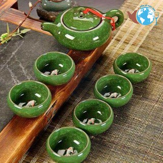 Bộ ấm chén trà ngọc cá 3D