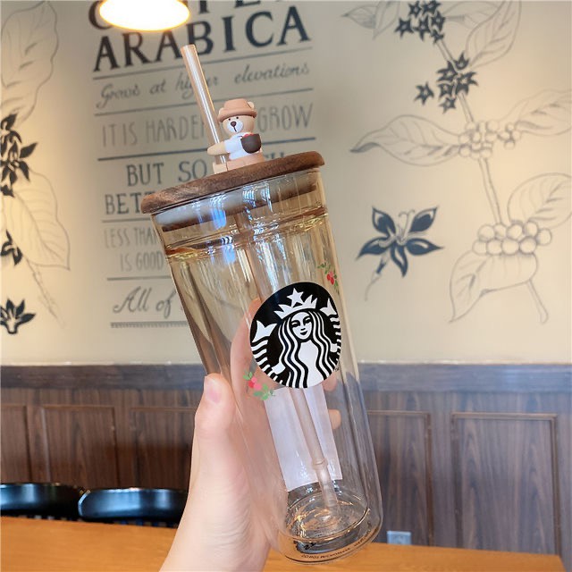 Ly thủy tinh STARBUCKS 2 lớp trong suốt Korea Autumn Chính hãng/ Dung tích 590ml