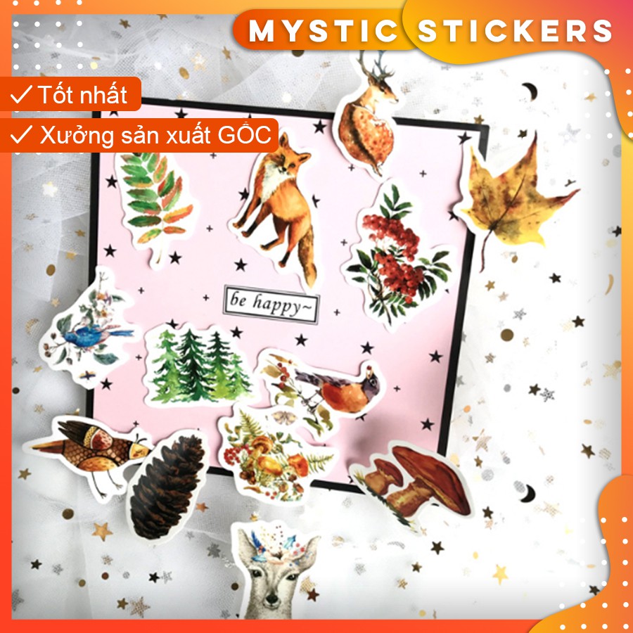 [MÙA THU-RẺ VÔ ĐỊCH] Set 41 sticker chống nước size 4-5cm, dán điện thoại, sổ, bullet journal, xe máy, mũ bảo hiểm ...