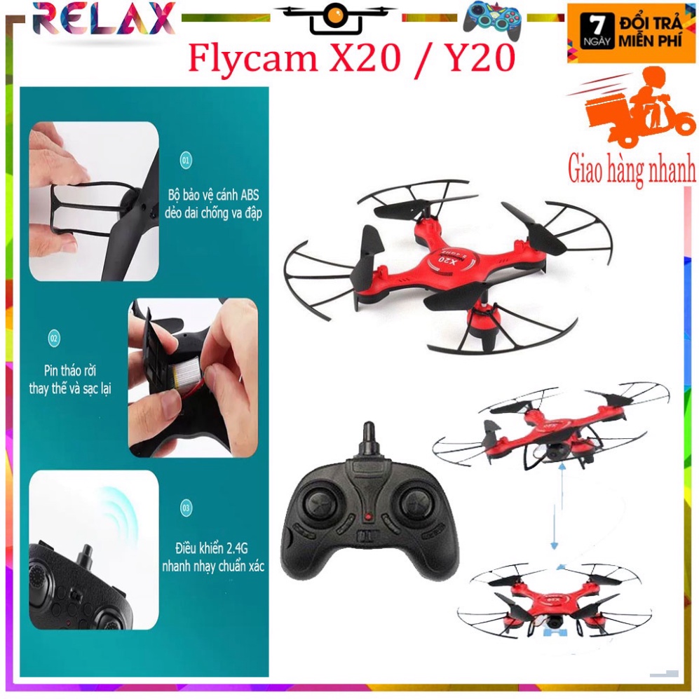 Máy bay không người lái X20/Y20-series giá rẻ, Flycam nhào lộn, Đồ chơi máy bay lên thẳng chất liệu nhựa ABS bền bỉ