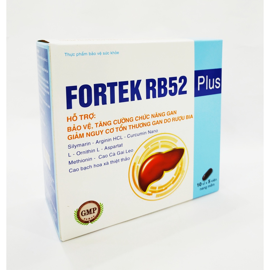 Viên Uống Bổ Gan Fortek Rb52 Plus - Giải Độc Gan - Hạ Men Gan - Bảo Vệ Tế Bào Gan - Tăng Cường Chức Năng Gan Hộp 50 Viên