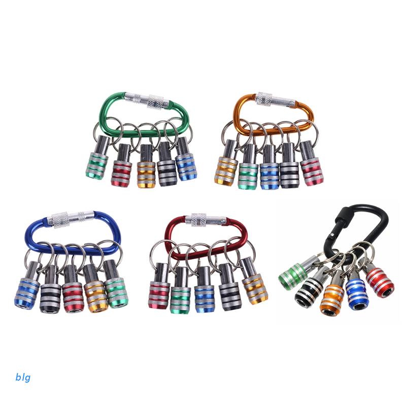 Bộ 5 ổ trục trục nối dài mũi tua vít lục giác 1/4inch có móc chìa khóa