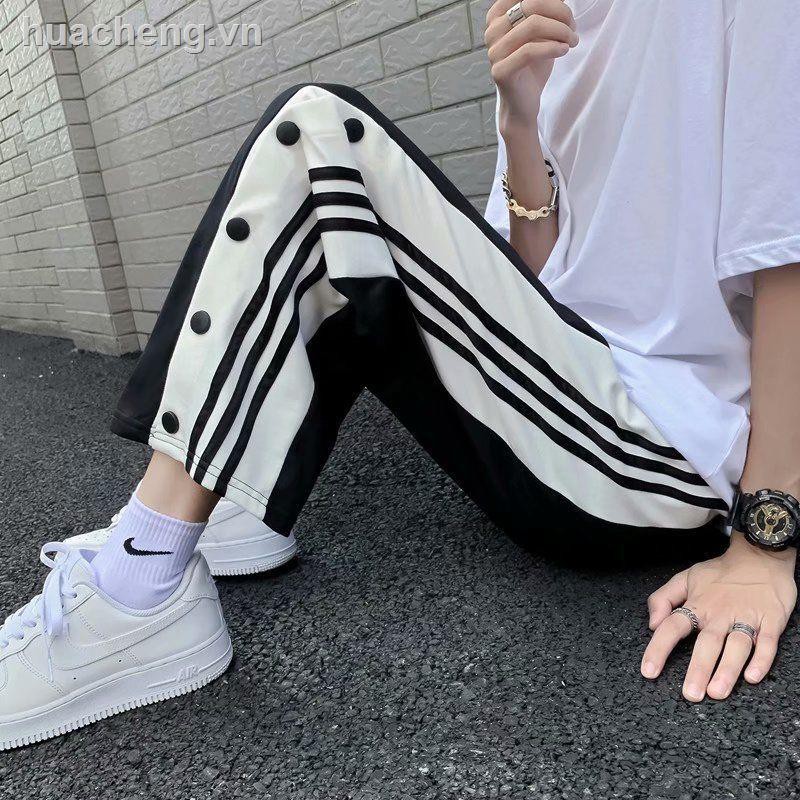 👦 👦Breasted straight wide-leg pants men s loose casual men s basketball training sports nine-point pants Hong Kong style