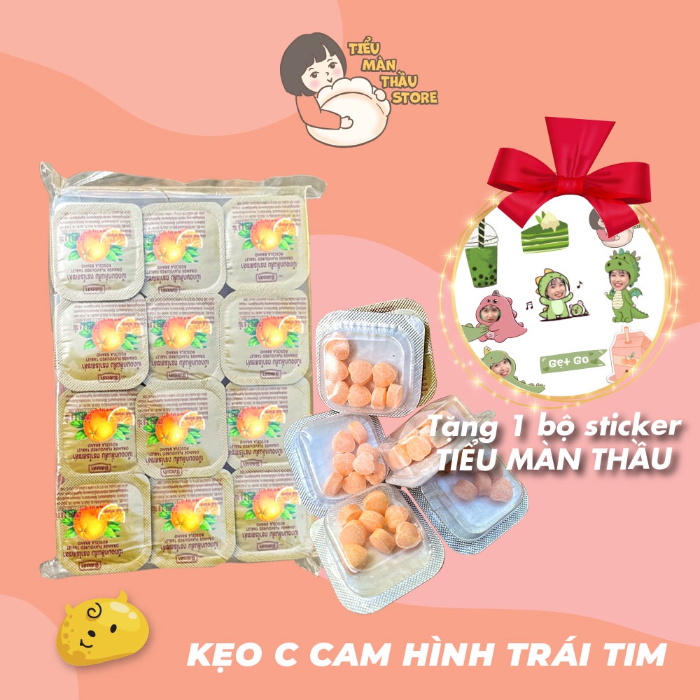 Kẹo c cam hình trái tim Thái Lan vỉ 24 hộp - Tiểu Màn Thầu Store