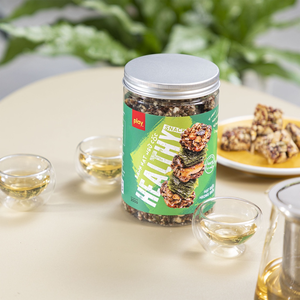 Bánh hạt ngũ cốc Healthy Snack - Thanh snack ăn vặt vị ngon giòn rụm bổ dưỡng ít đường (hũ 200g)