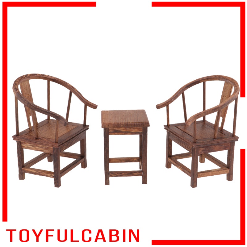 Bộ Bàn Ghế Ngồi Màu Trơn Phong Cách Vintage Cho Nhà Búp Bê