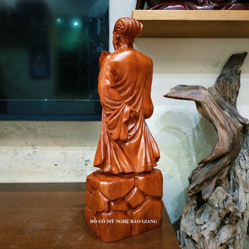 Tượng khổng minh gia cát lượng gỗ hương cao 40 cm