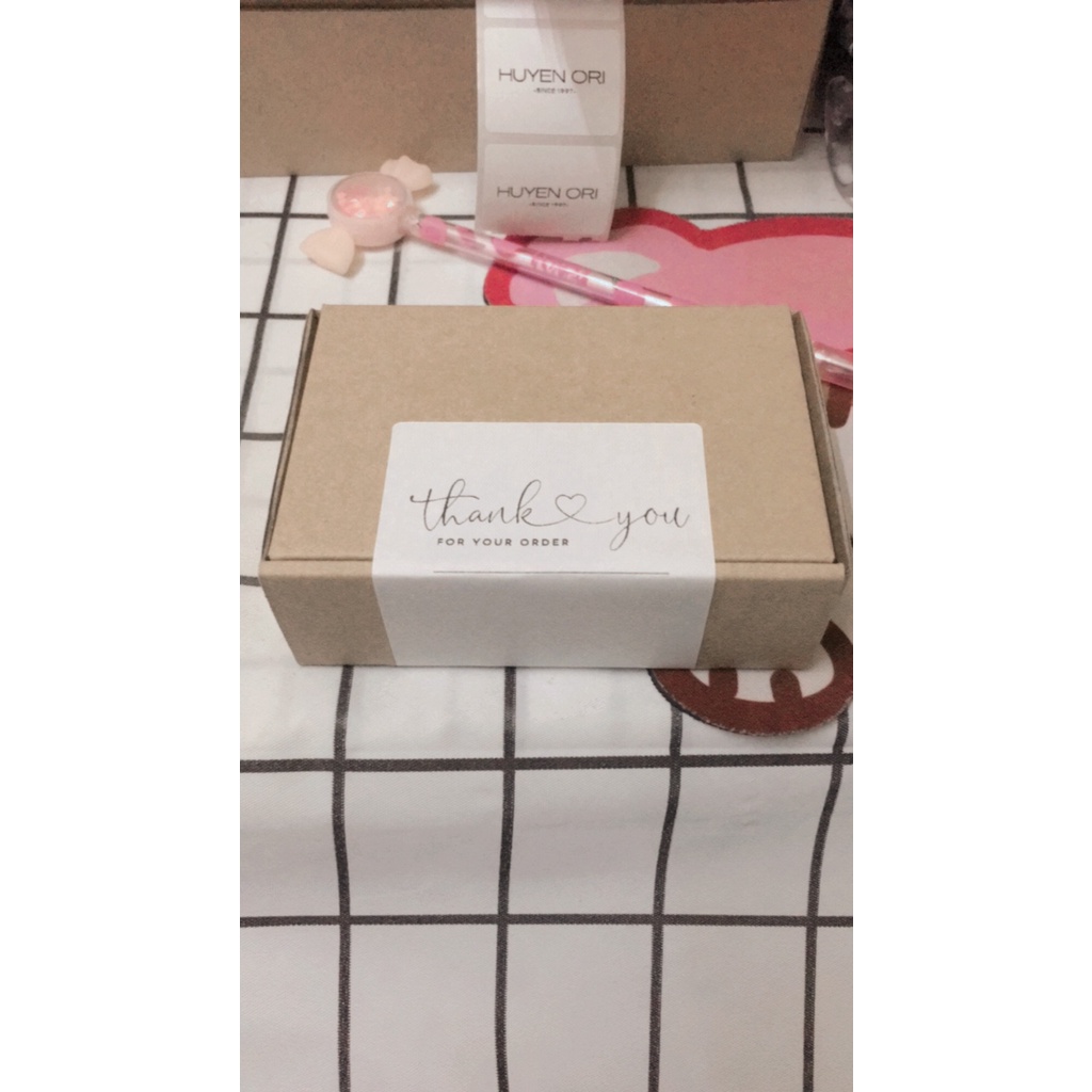Set 40 tem dán cảm ơn THANK YOU for your order 7x10cm, tem dán hộp gói hàng đơn giản, niêm phong