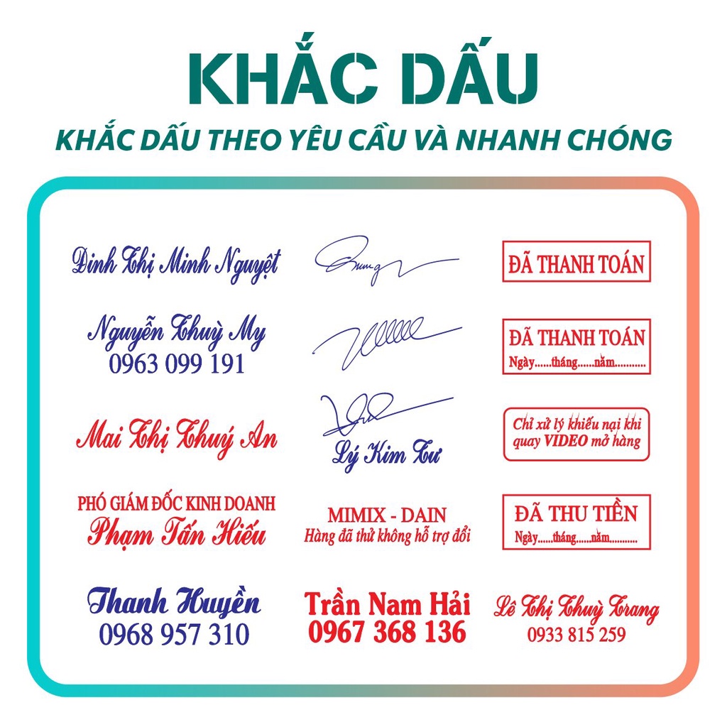 Khắc Con Dấu Rõ Đẹp , Mộc Tên Theo Yêu Cầu Chính Hãng, Dấu Vuông 1-2 Dòng Shiny S852, S222, TDstamp T214 - 38x14mm