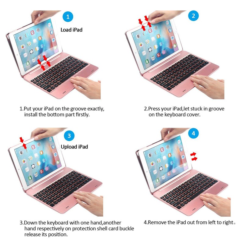 Bao Da Máy Tính Bảng Tích Hợp Bàn Phím Bluetooth Tự Động Thức/Ngủ Cho ipad 9.7 2017 2018 5th 6th generation ipad Air 1 2 ipad Pro 9.7 ipad mini 1 2 3 4 5