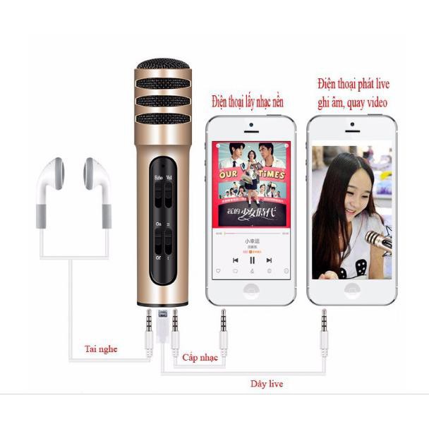 SALE: Micro Karaoke Livestream Thu Âm C7 Âm Thanh Chuyên Nghiệp (2 Màu) + Tặng Tai Nghe