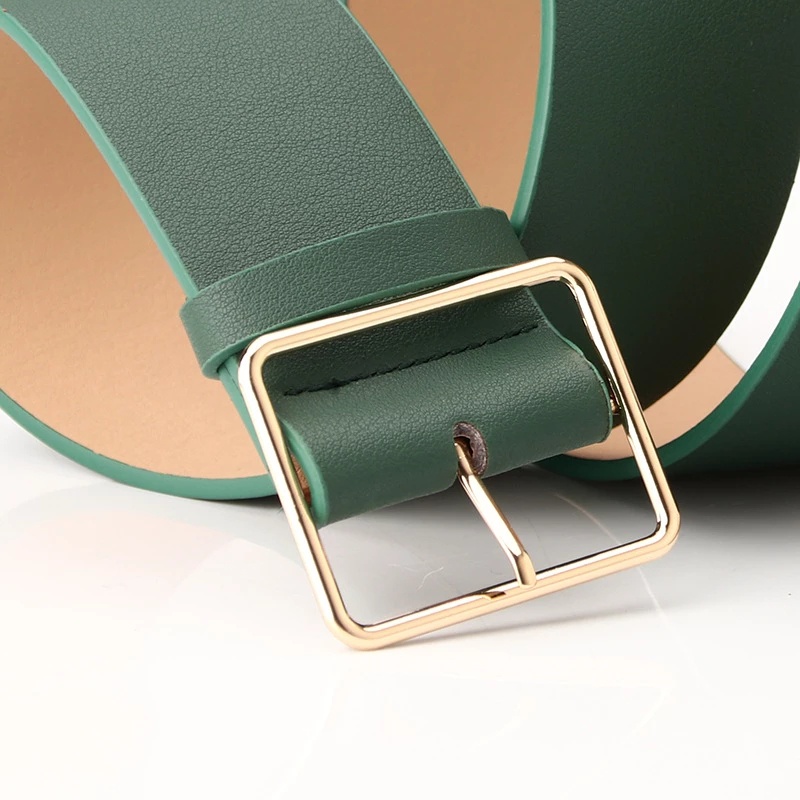 SmileFairyCC【COD &amp; Hàng Có Sẵn】Thắt Lưng Da Khóa Vuông Kim Loại Thời Trang Cho Nữ