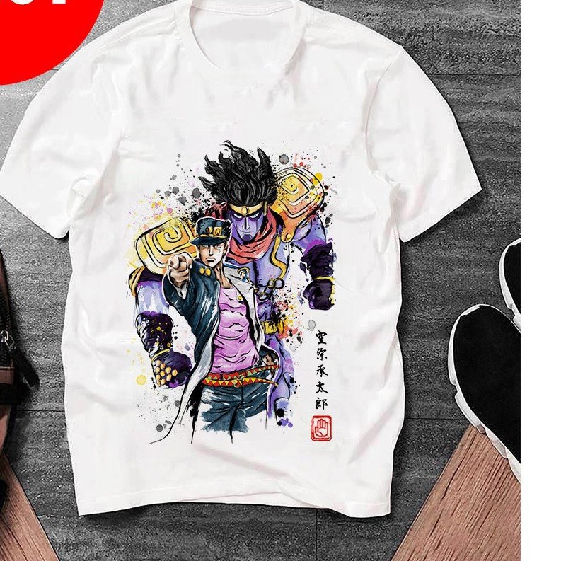Áo phông trắng JoJo's bizarre adventure anime mẫu mới