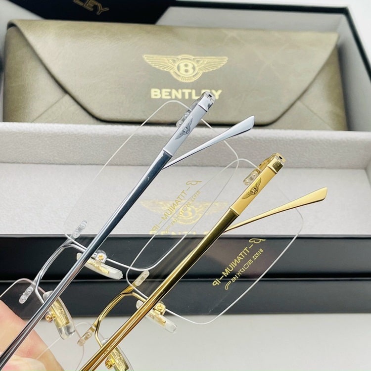 Gọng Kính Cận Kim Loại, Titanium, Kính khoan không viền, Kèm Full Box,Bảo hành 12 tháng - donghokinhmat168