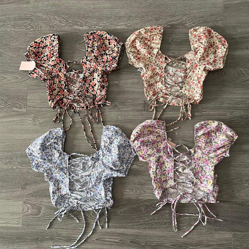 Áo croptop BLASHE hoa nhí đan lưng KAMI