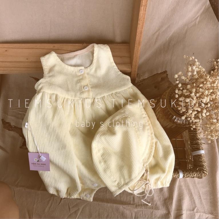HÀNG TRẺ EM THIẾT KẾ - Romper nhung tăm kèm mũ cho bé trai bé gái