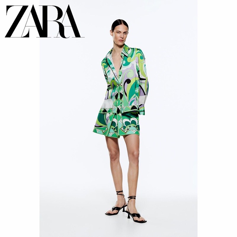 Zara Áo Sơ Mi Tay Dài In Họa Tiết Thời Trang Mùa Hè