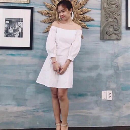 Đầm dự tiệc trễ vai buộc nơ eo duyên dáng / BIG SALE | BigBuy360 - bigbuy360.vn