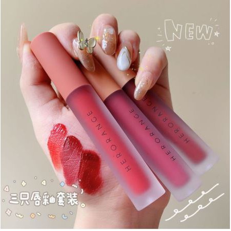 Set 3 Cây Son Kem Lì Herorange Fluffy Lip Glaze