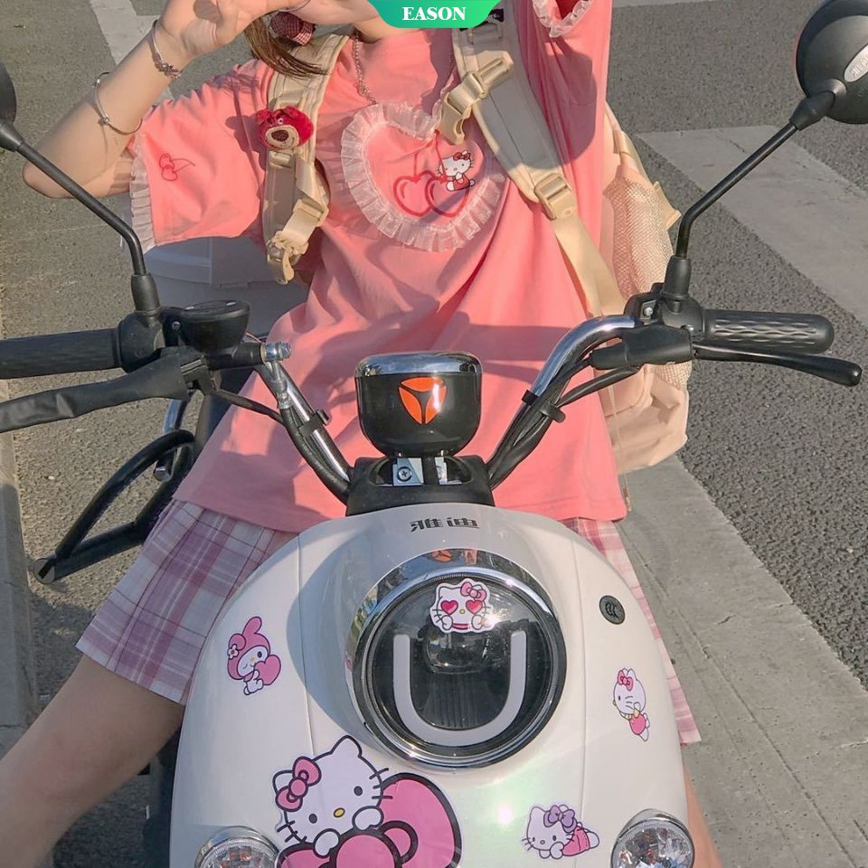 Áo Thun Nữ Tay Ngắn In Hình Mèo Hello Kitty Dễ Thương